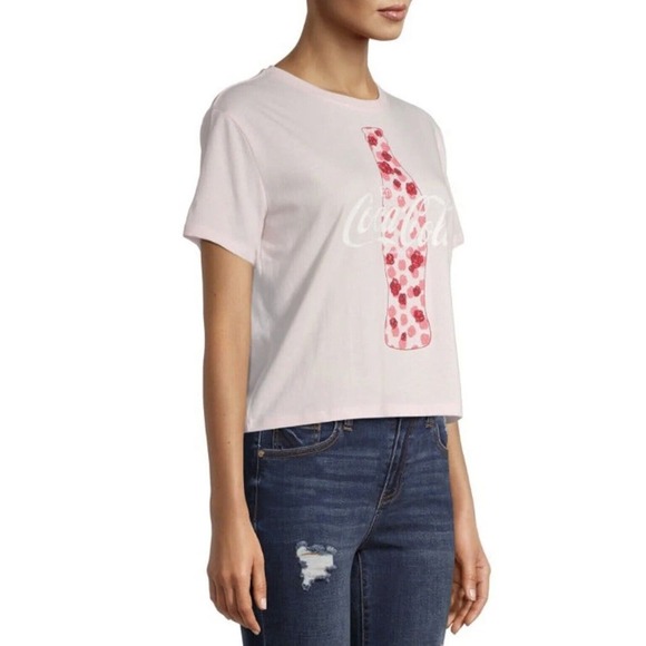 Coca-Cola XXL Junior's graphic Skimmer Tee t-shirt Top Embroidery floral design - Picture 3 of 6